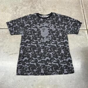 a bathing ape dover street market camo all over print shirt size large